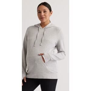 Quince Maternity Nursing Hoodie Heather Grey Small S Super Soft Fleece